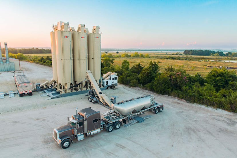 Aerial view of SandBank Proppant Silo System