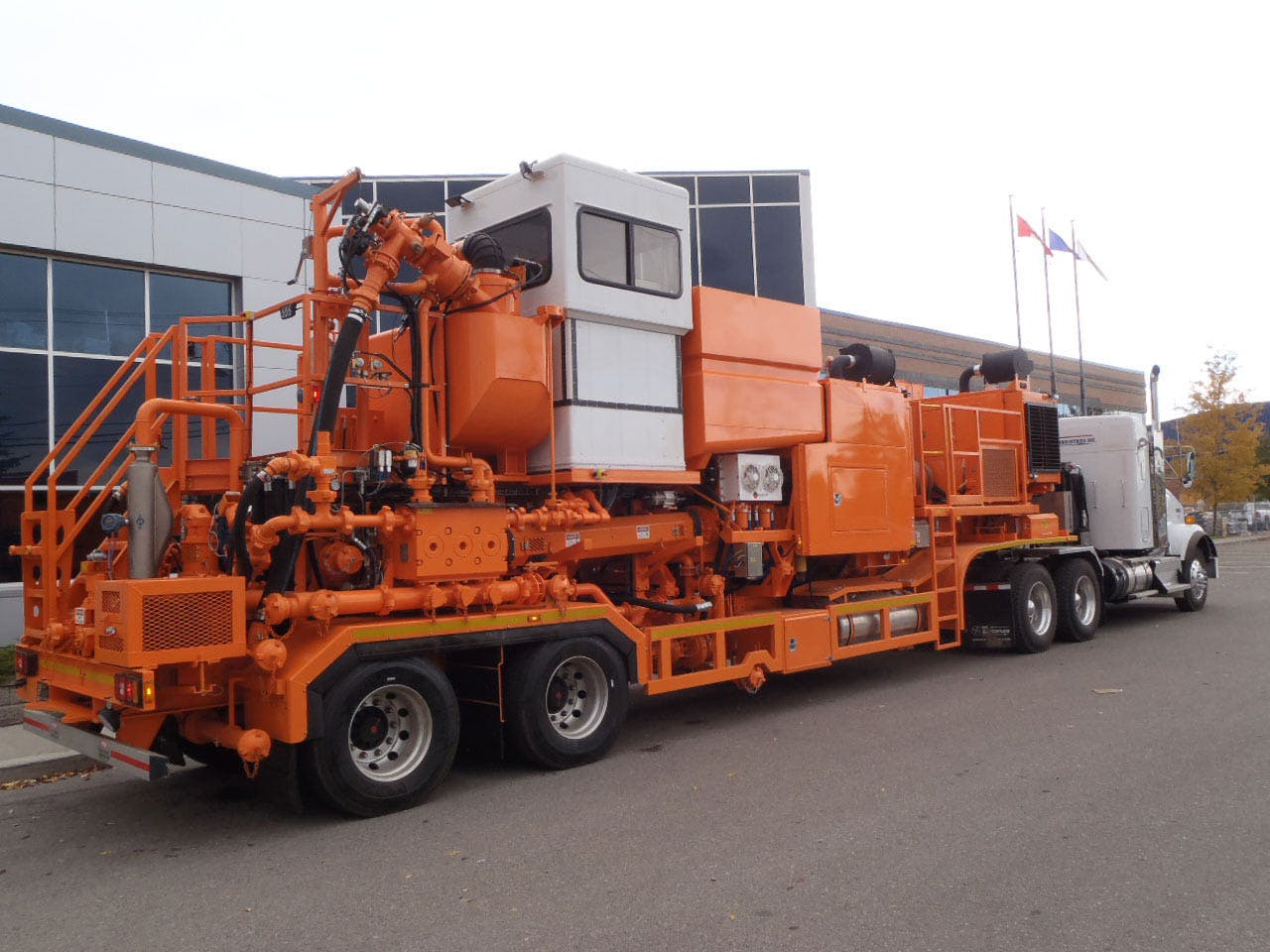 Rear view of a Trailer-Mounted Cement Pumper