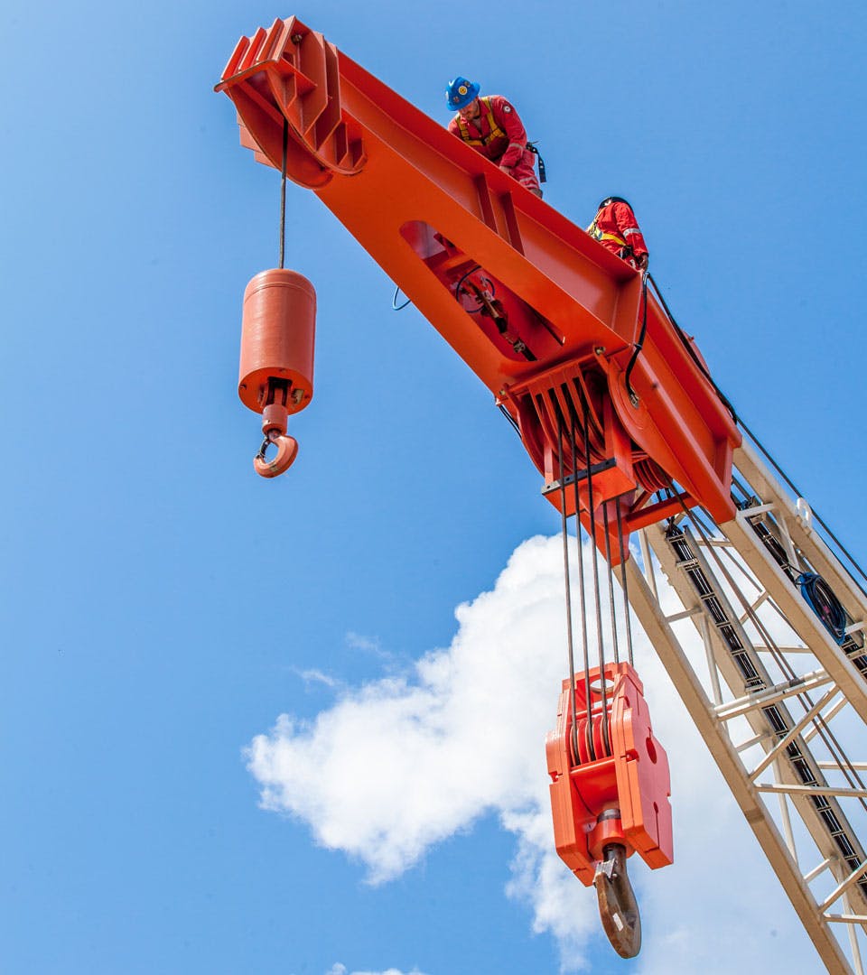 Men working on a crane