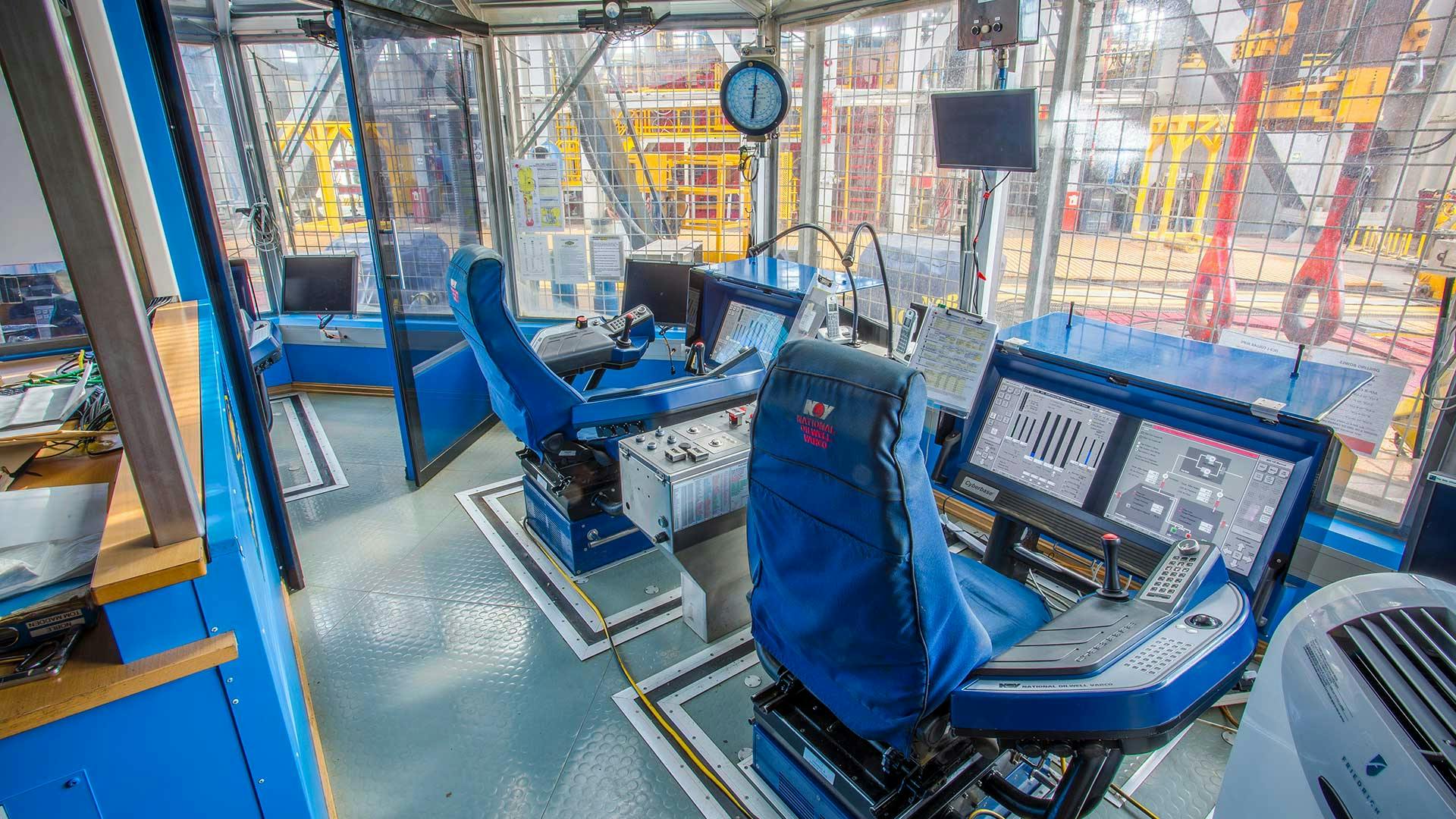 Cyberbase drilling stations in a driller’s cabin on a drillship