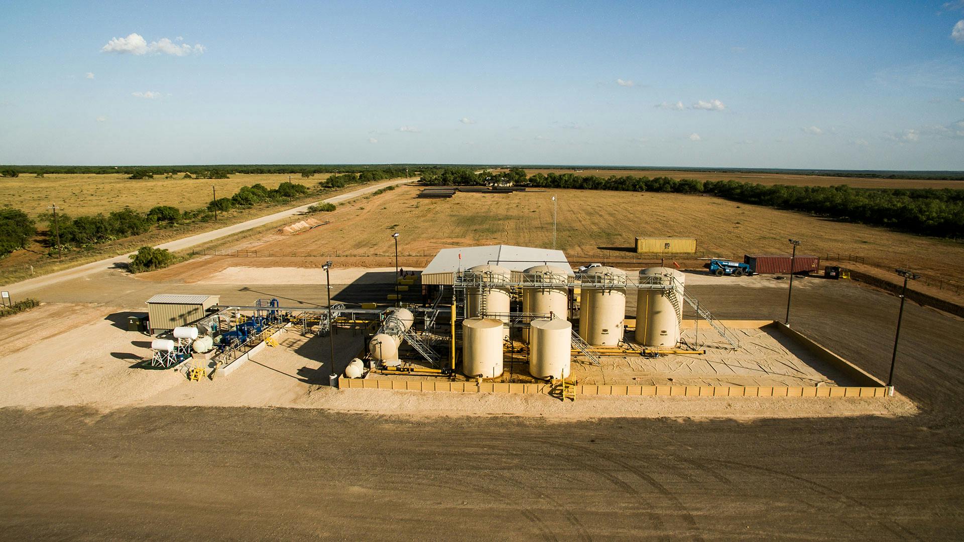 Wellstream processing site aerial view