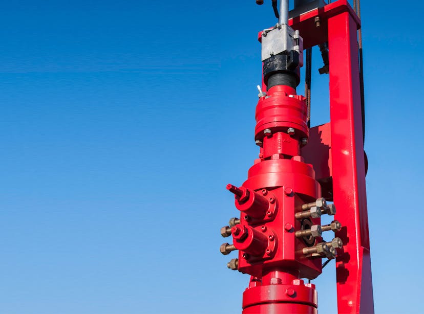 Production Service Hookup against a clear blue sky